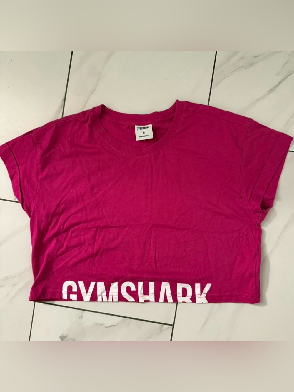 Gymshark Women's Hot Pink Tee with Logo Tag